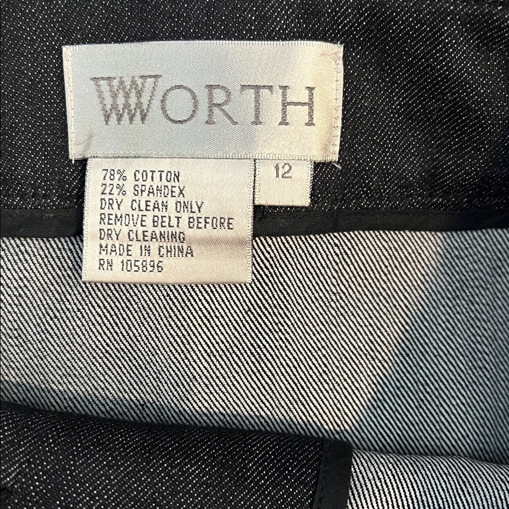 WORTH Black Denim Biker Button/Zipper front Jean Skirt NWOT Size 12 - Picture 5 of 9
